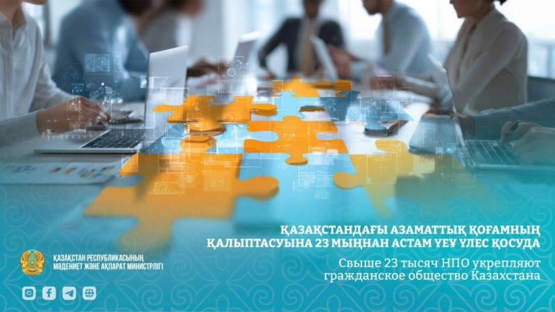 Қазақстандағы азаматтық қоғамның қалыптасуына 23 мыңнан астам ҮЕҰ үлес қосуда